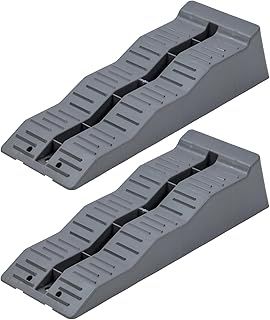 KATSU Tools 2 PCs Caravan Levelling Ramps 5 Ton Capacity Heavy Duty 3 Step Plastic Campervan Motorhome RV Vehicles Kerb Ramps Wheel Blocks Levelers, Grey, 570 x 200 x 130mm
