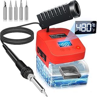Cordless Soldering Iron for Milwaukee M18 18V Battery Fast Heating,Electric Digital Soldering Station with USB&Type C Charge Ports,Portable Adjustable Solder Iron kit for DIY,Appliance Repair