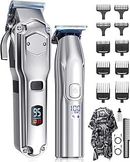 Hair Clippers and Trimmers Set for Men, IPX7 Waterproof Cordless Hair Clippers, Electric Barber Clippers Set T-Blade Beard Trimmer USB Rechargeable