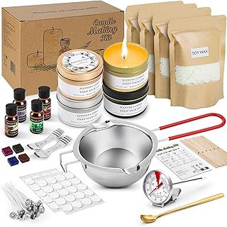 Popolic Candle Making Kit, DIY Scented Candle Supplies Candle Craft Gift Set,Colored Candle Craft Gift Set by Soy Wax DIY Stress Relief Canister Soy Set