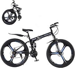 TRIOBLADE 26'' 27.5 Inch Folding Mountain Bike 21-Speed Foldable Mountain Bicycle with Dual Disc Brakes 3 Spoke Wheels Mountain Bikes,Dual Suspension Design for Adult Men Women