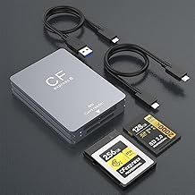 CFexpress Type B and SD Dual-Slot Card Reader,USB 3.1 Gen 2 10Gbps CFexpress Reader,Portable CF Express Card Reader Included USB C to USB A/C Cable,Compatible with Windows/Mac/Linux/Android