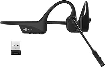 SHOKZ OpenComm2 UC 2025 Upgrade Bone Conduction Headset with USB-A adapter, Open-Ear Bluetooth Headphone with Noise Cancelling Mic, Wireless Earphone for Work, Call, Meeting, Driving, 16H Talktime