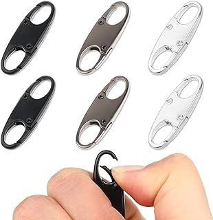 DIVINA VITAE Zipper Clips Anti Theft Deterrent, 6PCS S Carabiner Small Zipper Pull Locks Mini Snap S Hooks for Backpacks Camping Fishing Traveling Outdoor Sports