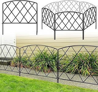 Decorative Garden Fence 60cm (H) x 3m (L) Rustproof Metal Fence Panels No Dig Fence for Dogs Yard Patio Animal Barrier Flower Bed