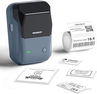NIIMBOT B1 Bluetooth Label Maker Machine, Portable Label Printer, Large Waterproof Label, Versatile APP, 2-inch Thermal Label Printer for Clothing,Spice, Address, Barcode,Logo (Blue Gray)
