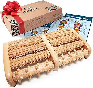 Theraflow Foot Massager for Plantar Fasciitis | Feet Massagers for Pain and Circulation | Wooden Massage Roller and Reflexology Tool for Heel Pain Relief and Relaxing Gifts for Women and Men (Large)