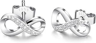 Viwind Earrings for Women 925 Sterling Silver Stud Infinity Earrings Cubic Zirconia Forever Love "Timeless Love" Fashion Jewelry 10.7x5.4 mm For Women Girls With Gift Box