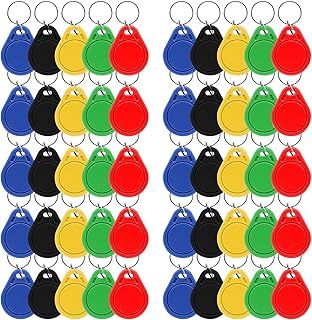 125Khz Writable RFID Proximity Keyfobs, 50 PCS Proximity ID Card Key Changeable Keyfobs Token Tag Writable Token Proximity ID Access Control Key Fob Tags Card for Door Access Control (Multicolor)