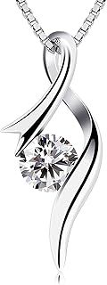 Necklaces 925 Sterling Silver Pendant Necklaces Cubic Zirconia Twist Heart Jewellery