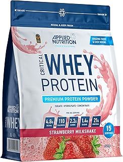 Applied Nutrition Critical Whey Protein Powder 450g - High Protein Powder, Protein Milkshake, Muscle Building Supplement with BCAAs & Glutamine (450g - 15 Servings) (Strawberry)