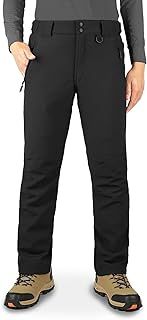 Men's Waterproof Trousers Warm Fleece Lined Ski Snow Pants Thermal Softshell Trousers for Golf Hiking Walking