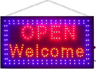 Super Bright Flashing LED OPEN WELCOME Shop Sign Neon Hang Display Window Light (LARGE)