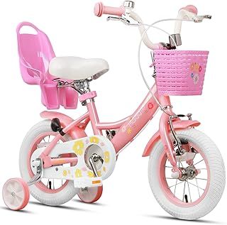 Maggie 12 14 16 20 Inch Kids Bike for 2-13 Years Old, Girls Bicycle with Doll-Seat & Basket & Stabilisers & Kickstand, Multiple Colors