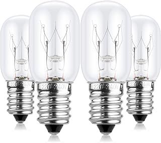 BROTOU 4 Pack Dimmable T20 15W E14 Fridge Bulb, 220V-240V 2700K Warm White 80LM E14 Incandescent Bulbs for Oven, Sewing Machine, Salt Lamp, Extractor Fan Bulb
