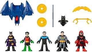 Imaginext DC Super Friends Batman Toys Family Multipack Figure Set with 5 Characters and 7 Accessories for Ages 3+ Years, HML03