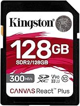 Kingston Canvas React Plus 128GB SDXC Memory Card UHS-II 300R/260W U3 V90 for Full HD/4K/8K - SDR2/128GB