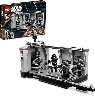 LEGO 75324 Star Wars Dark Trooper Attack Set, Mandalorian Buildable Toy with Revolving Elevator, Luke Skywalker Minifigure and Lightsaber