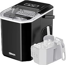 Silonn Portable Ice Maker Countertop, Self-Cleaning Ice Machine with Carry Handle, Includes Basket & Scoop, Produces 9 Ice Cubes in 6 Minutes, 12KG Daily Capacity, Ideal for Home Camping and RVs