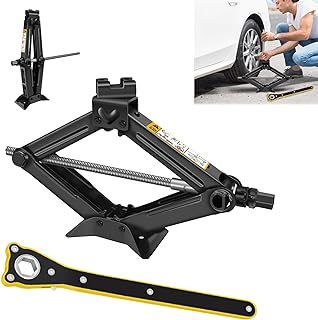 2Ton Scissor Jack for Car With Ratchet - Heavy Duty Steel 11-39cm Lifting Jack, Wind Up Tools for Van Emergency Kit, Tyre Repair Changing Tool
