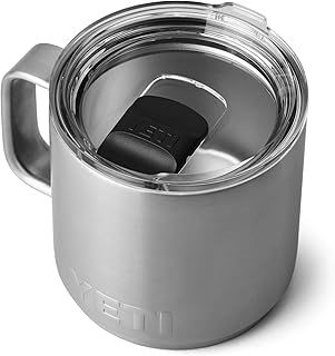 YETI Rambler Mug, Vacuum Insulated Stainless Steel Stackable Mug with Magslider Lid, Stainless Steel, 14 oz (414 ml)