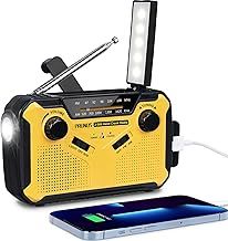J-369 Wind Up Radio, Survival Equipment, AM/FM Portable Radio, Battery Radio with 3000mAh Power Bank, Solar Radio with Torch, Reading Lamp and SOS Alarm for Camping, Hiking and Emergencies