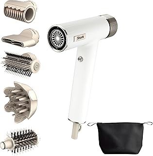 Shark SpeedStyle Hair Dryer & RapidGloss Finisher with Storage Bag, 5 Stylers, For All Hair Types, Ultra Fast Drying, Smooths Flyaways, No Heat Damage, Automatic Settings, Ionic, Silk HD352UK