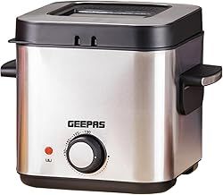 Geepas Deep Fat Fryer, 900W | 1.5L Stainless Steel Fryer with Viewing Window | Easy Clean, Non-Stick Oil Tank | Adjustable Temperature Control with Overheating Protection | 2 Years Warranty, Silver
