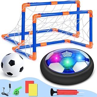 Lenbest Kids Football Set - Rechargeable Air Football with Goals, Cards & Whistle - Toys for Boys aged 3-10