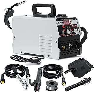 MIG Welder, 220V 250A 3-in-1 Multiprocess Gasless Welder with LED Display, Flux Core MIG/ARC/TIG Welding Machine with Torch and Wire，Ideal for Beginners