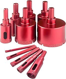 11 Pcs Tile Hole Cutter Set Diamond Drill Bit for Porcelain Tile, Brazing Core Hole Saw Set 6mm - 50mm Hollow Core Drill Bits Cutter for Glass, Porcelain, Ceramic, Granite Stone