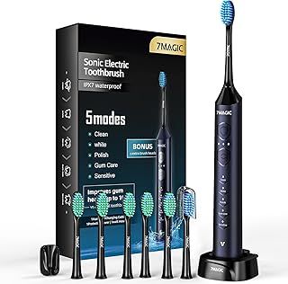 Electric Toothbrush, Sonic Toothbrush with 3 Intensities & 5 Modes, Low-Noise Electric Toothbrushes Adults with Timer, 40000VPM & IPX7, Electric Toothbrush with 90-Day Battery Life, Knight Blue