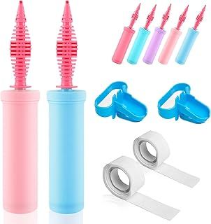 2 Pack Balloon Pumps, Balloon Inflator Pump Ballon Pump, Balloon Pump Hand for Weddings and Birthday Parties, Two Random Colors(with 2 Balloon Knotters and 200 Glue Dots)