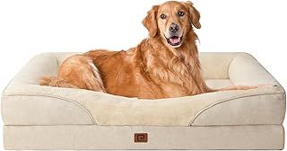 XL Dog Bed Memory Foam, Extra Large Orthopedic Dog Beds Sofa with Sides and Waterproof Liner, Pet Couch with Washable Removable Cover and Non-Slip Bottom, 106x76x19cm, Black