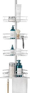 Zenna Home Rust-Resistant Corner Shower Caddy for Bathroom, 4 Adjustable Shelves with Towel Bar and Hooks, with Tension Pole, for Bath and Shower Storage, 60-97 Inch, Bronze