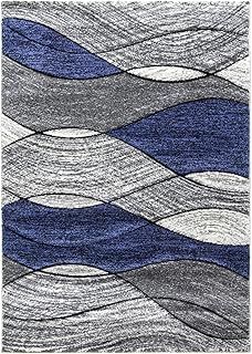 Impulse - Area Rug for Living Room, Bedroom, Hallway Runner Rug - Abstract Geometric Design - Provides Home with Comfort and Warmth (Navy Blue Waves, 120cm x 170cm)