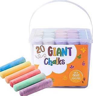 Jaques of London Premium Chalks for Children Giant for Outside | Creative Garden Toys for 1 Year olds | Pavement Chalks spark creativity, fine motor skills, and imaginative play | Since 1795