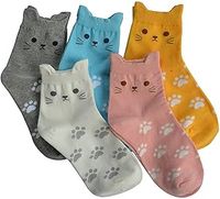 Jeasona 5 Pairs Cotton Socks for Women Size 4-7 Over-ankle Length Animal Themed Cute Patterns