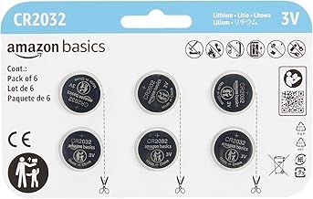 Amazon Basics 6-Pack CR2032 Lithium Coin Cell Battery, 3 Volt, Long Lasting Power, Mercury-Free