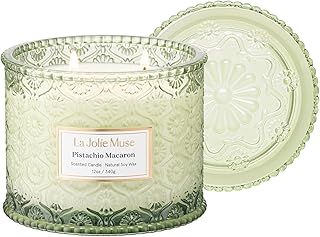 La Jolie Muse Pistachio Macaron Scented Candle, 2 Wicks, Green, 12 oz/340g, 60 Hour Burn Time, Luxury Candle for Home, Gift for Women
