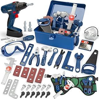 Vanplay Kids Tool Set 52Pcs Tools Kit with Electronic Toy Dril Belt Tool Box Toys for Boys Girls Ages 3 4 5 6 7 Years Old for Kids