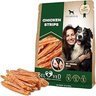 Dog Treats Chicken Jerky Strips 300 Gr - Human Grade Meat Sticks Chews - Natural Pet Dried Snacks Rawhide - Free - Long Lasting for Large & Small Dogs - Best for Training & Healthy Teeth