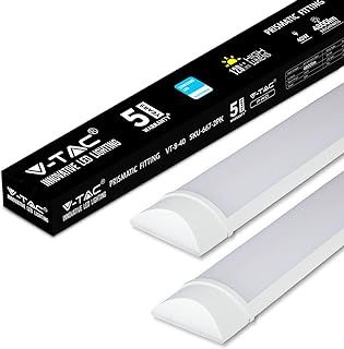 V-TAC LED Batten Light | 40W 4Ft Tube Lights 6400K White | Wall and Ceiling Light | Shed, Kitchen and Garage Lighting | Samsung 4Ft - 120cm Tube Light [Pack of 2]