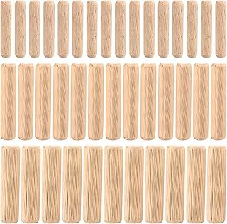 90 Pcs Wooden Dowels Assorted, M6 M8 M10 Wood Plugs Dowel Rods, Woodwork Pins Tapered and Ribbed for Grooved Fluted, Craft, DIY, Carpentry