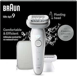 Braun Silk-épil 9 Epilator with Pivoting Head, Braun Epilator for Women, Easy Hair Removal Device, Women's Electric Shavers, Wet & Dry,Lasting Smooth Skin, with Lady Shaver Head & Trimmer Comb EU Plug