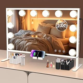 Hollywood Vanity Mirror with Lights, Large Makeup Mirror with LED Bulbs, 3 Color Modes Touch Screen Control for Dressing Table, Bedroom, Studio