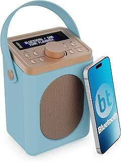 Portable DAB+ Radio with Bluetooth | 15 Hour Battery Playback and Mains Powered | Dual Alarm & Snooze Function| 20+ Presets, LED Display, FM, Headphone Jack | MAJORITY Little Shelford (Duck Egg)