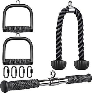 Tricep Pull Down Attachment, Cable Machine Accessories for Home Gym, Cable Machine Attachments Pulley System Gym, LAT Pull Down Attachment Weight Fitness