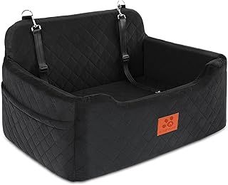 Dog Car Seat for Medium/Large Dogs, Dog Booster Seat for Dog Under 50lbs or 2 Small Dogs, Detachable and Washable Pet Car Seat, Multi-Functional Travel Dog Bed & Dog Sofa(Black)