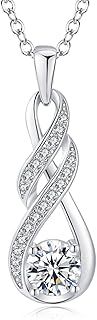 LOCIBLO Necklaces for Women 925 Sterling Silver Infinity Pendant White Gold Birthstone Necklace Jewellery for Her, 16"+2"